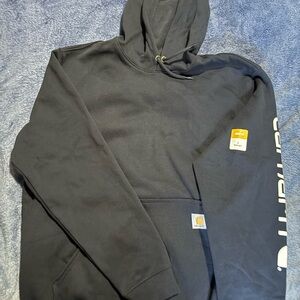 Carhartt Men's Black Hoodie with Logo Sleeve